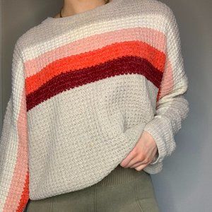 Cream/Berry Ombre Express Sweater | Waffle-Knit Chenille | OBO